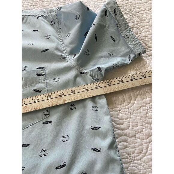 American Threads Men's L Blue Graphic Print Canoes Mountains Button-Up Shirt​ - Picture 11 of 12